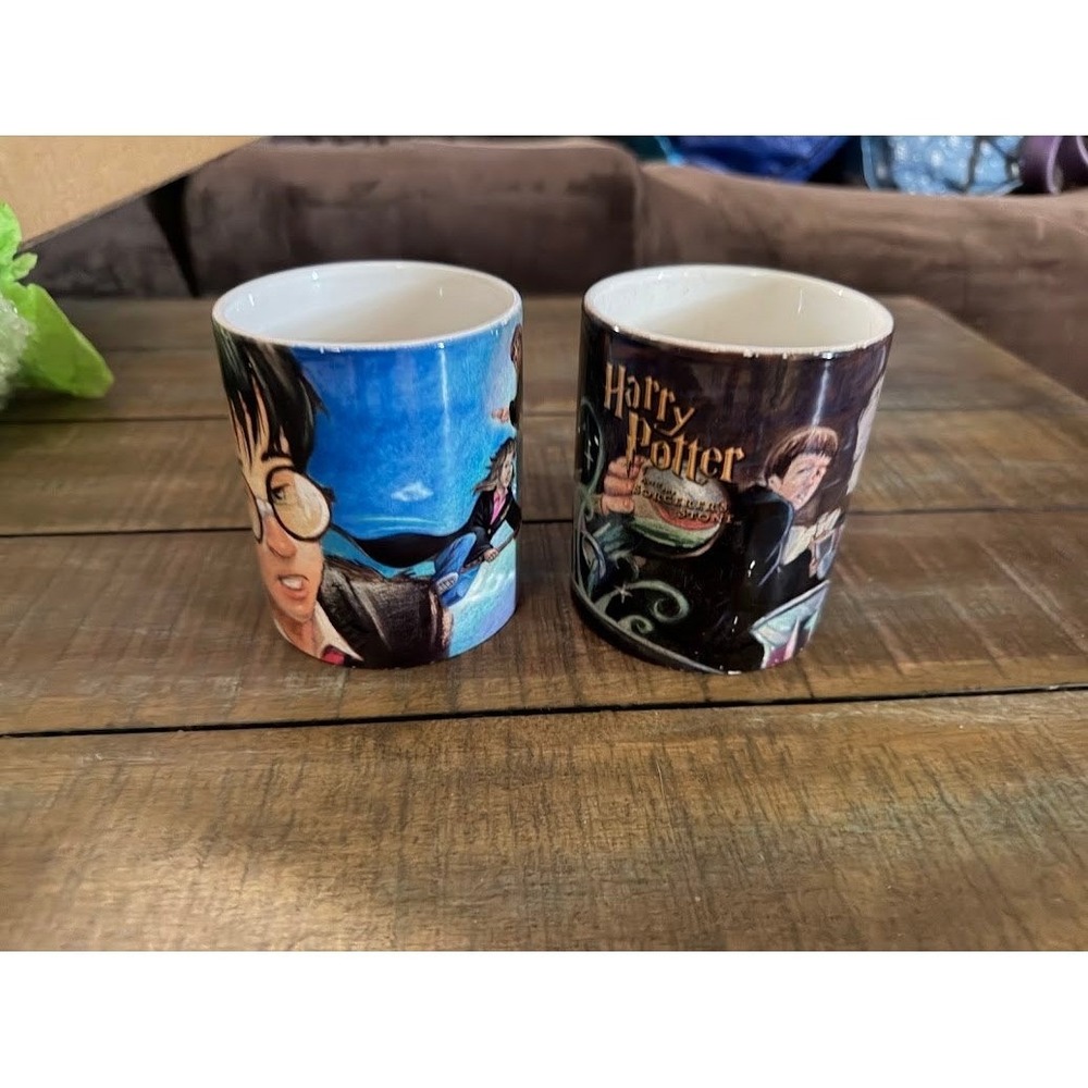 Vintage 2000 Harry Potter Sorcerers Stone Mug Set Xpres Mary GrandPre Art 2pc